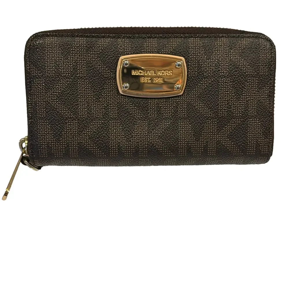 MICHAEL KORS Signature Acorn Brown Jetset Coated Wallet